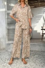 Two Pieces All Over Print Button Down Long Sets - Image 12