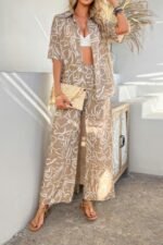 Two Pieces All Over Print Button Down Long Sets - Image 13