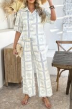 Two Pieces All Over Print Button Down Long Sets - Image 15
