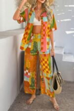 Two Pieces All Over Print Button Down Long Sets - Image 19
