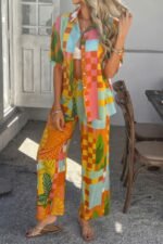 Two Pieces All Over Print Button Down Long Sets - Image 21