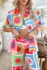 Two Pieces All Over Print Button Down Long Sets - Image 24