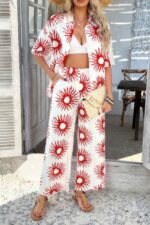Two Pieces All Over Print Button Down Long Sets - Image 25