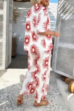 Two Pieces All Over Print Button Down Long Sets - Image 27