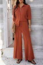 Two Pieces Split Solid Button Down Sets - Image 2