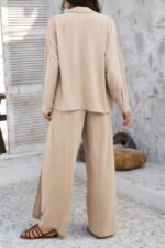 Two Pieces Split Solid Button Down Sets - Image 6