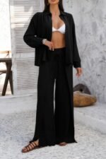 Two Pieces Split Solid Button Down Sets - Image 7