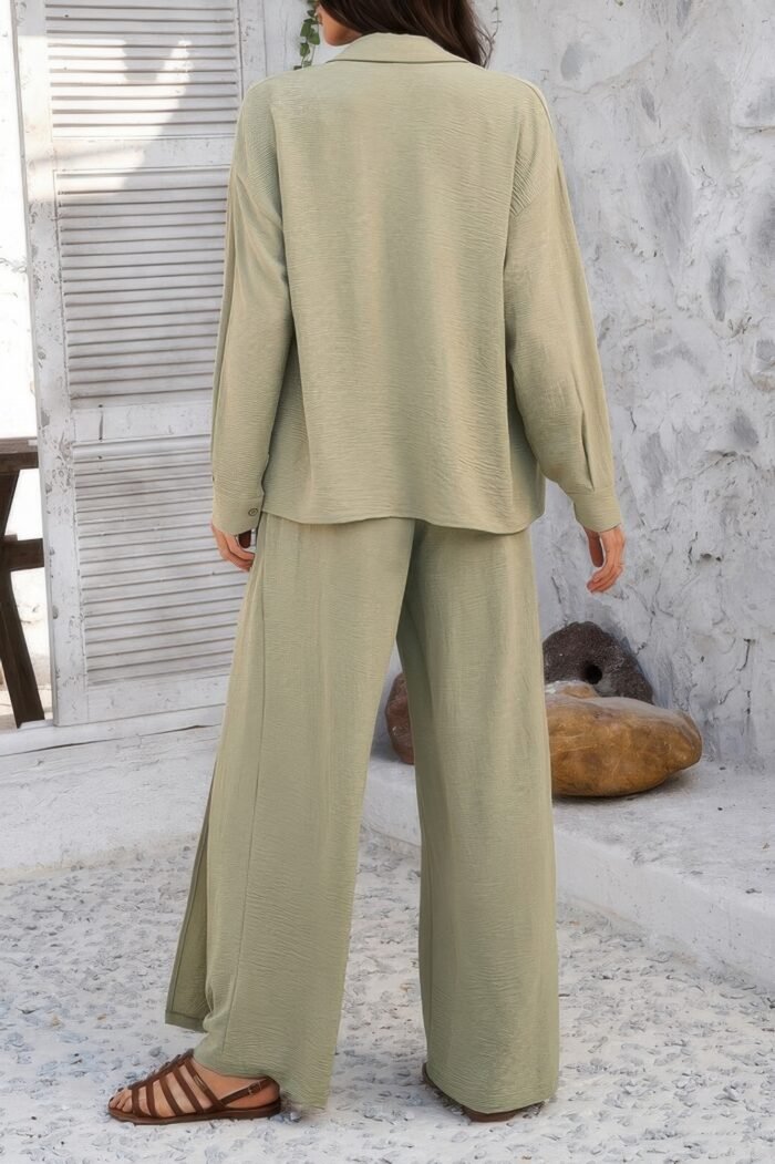 Two pieces split solid button down sets - image 12