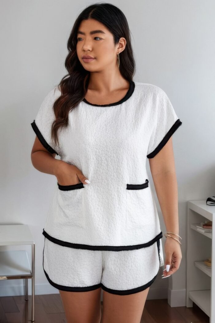 Plus size two pieces pocket elastic waist sets - image 3