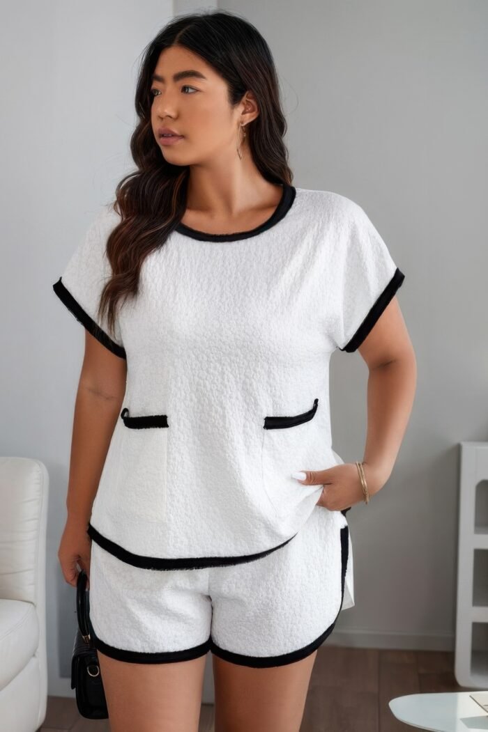Plus size two pieces pocket elastic waist sets - image 5