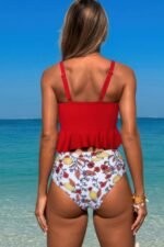 Ruffle Falbala Waist Knot Front Tankini Swimsuit - Image 8