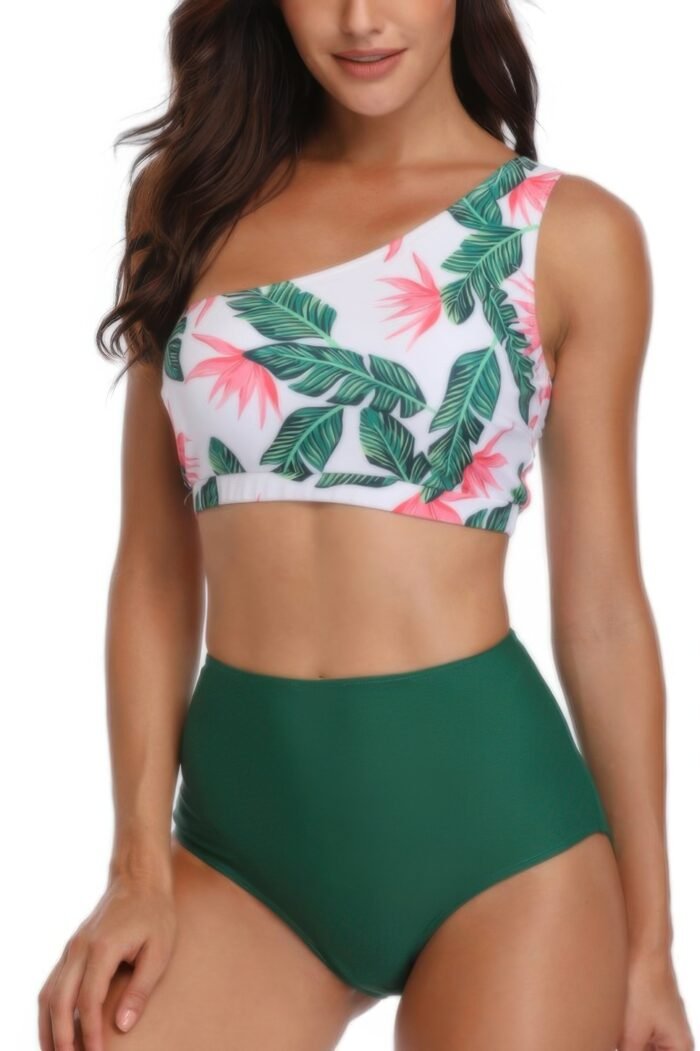 Two pieces one shoulder printed swimsuit - image 2