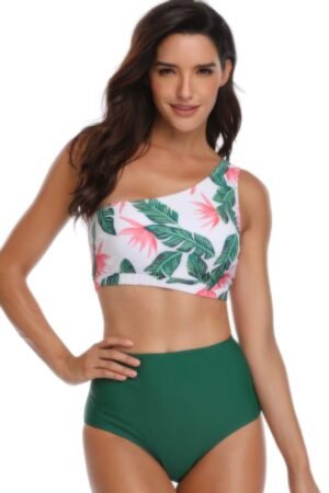 Two Pieces One Shoulder Printed Swimsuit Two Pieces One Shoulder Printed Swimsuit