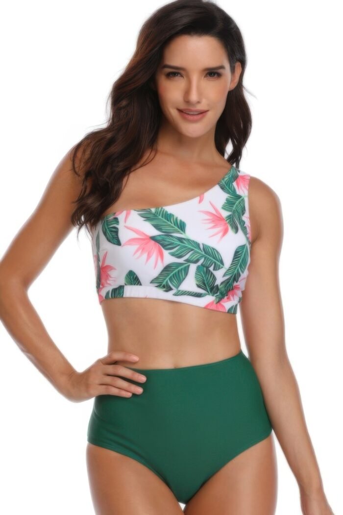 Two pieces one shoulder printed swimsuit - image 3