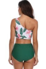 Two Pieces One Shoulder Printed Swimsuit