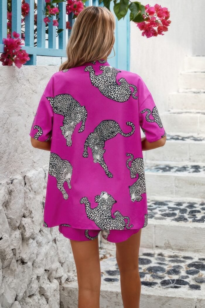 Two piece leopard print drop shoulder pockets set - image 7