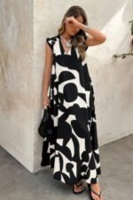 Allover Print Woven Short Sleeve Loose Dress - Image 3