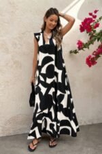 Allover Print Woven Short Sleeve Loose Dress - Image 4