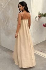 Flower Trim Off Shoulder Ruffled Backless Dress - Image 6