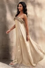 Flower Trim Off Shoulder Ruffled Backless Dress - Image 7