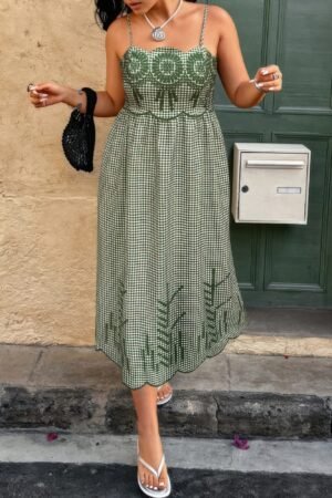 Plus Size Plaid Backless Strap Dress | Hollow Out Plus Size Plaid Backless Hollow Out Strap Dress