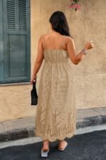 Plus Size Plaid Backless Hollow Out Strap Dress - Image 5