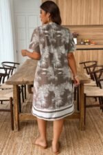 Plus Size Floral Print V Neck Fit Midi Dress - Image 6