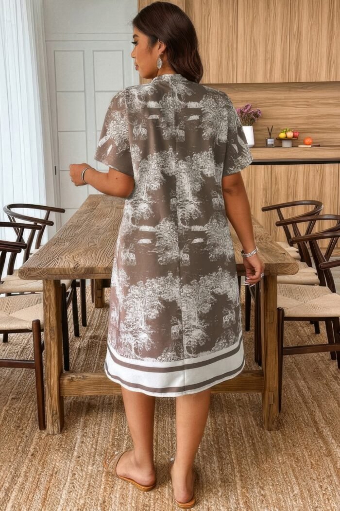 Plus size floral print v neck fit midi dress - image 6