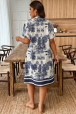 Plus Size Floral Print V Neck Fit Midi Dress - Image 9