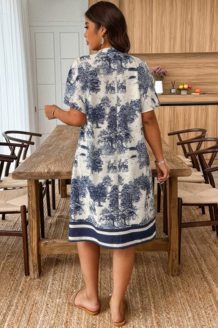 Plus size floral print v neck fit midi dress - image 9