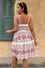 Plus Size Sleeveless Printed V Neck Woven Fit Dress - Image 5