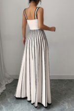 Striped Square Neck Sleeveless A Line Fit Dress - Image 6