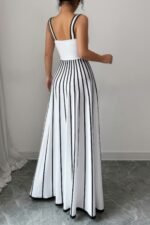 Striped Square Neck Sleeveless A Line Fit Dress - Image 17