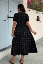 Plus Heart Print Round Neck Ruffle Hem Dress - Image 6