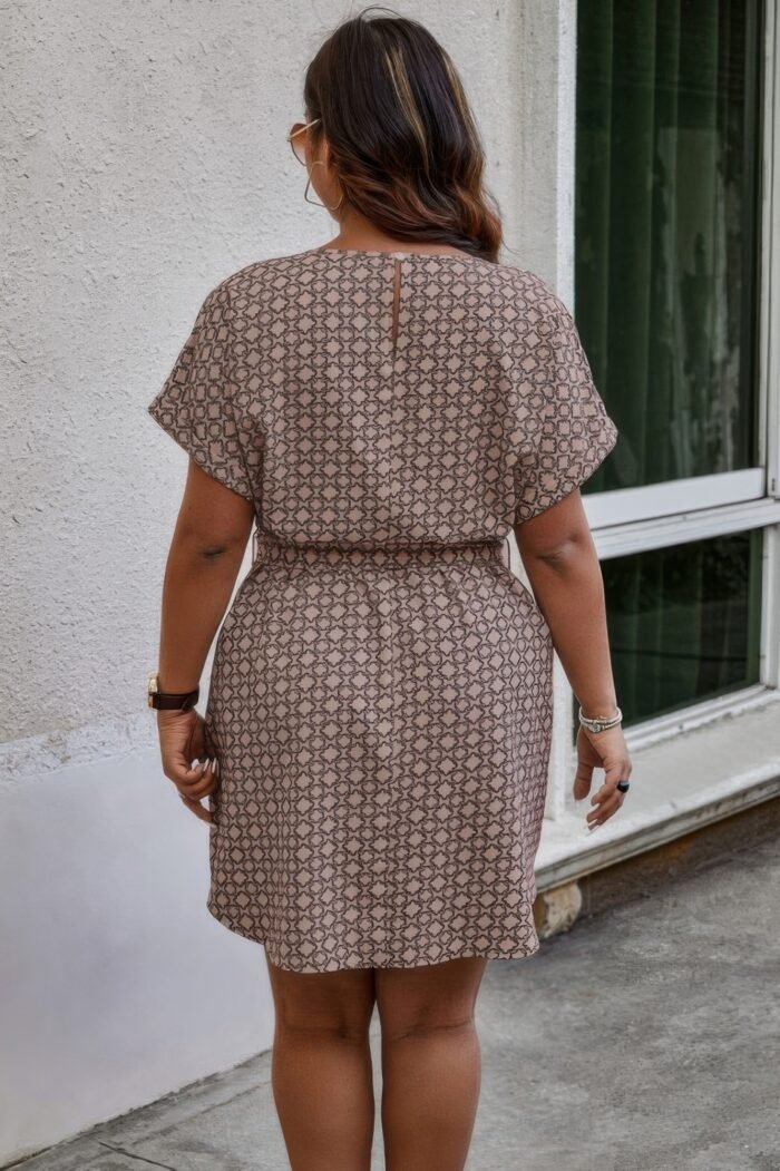 Plus round neck printed batwing sleeve loose dress - image 14