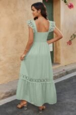 Solid Sleeveless Lace Patchwork Textured Dress - Image 7
