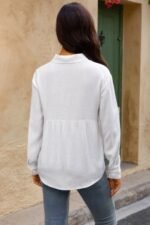 Allover Print V Neck Button Down Loose Blouse - Image 8