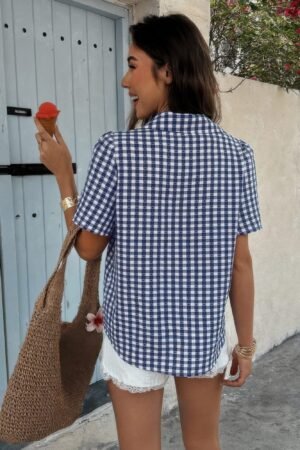 Plaid Short Sleeve Button Down Pocket Shirt