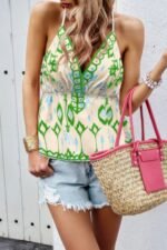 Sleeveless Criss Cross Backless Cami Graphic Tee - Image 11