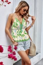 Sleeveless Criss Cross Backless Cami Graphic Tee - Image 13