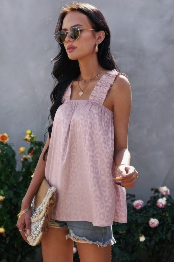 Leopard Stretch Wide Sling Tank Top