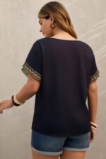 Plus Tropical Print Ruffle Hem Sleeve Blouse - Image 5
