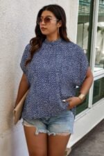 Plus Size Random Printed Short Sleeve Loose Shirt - Image 12