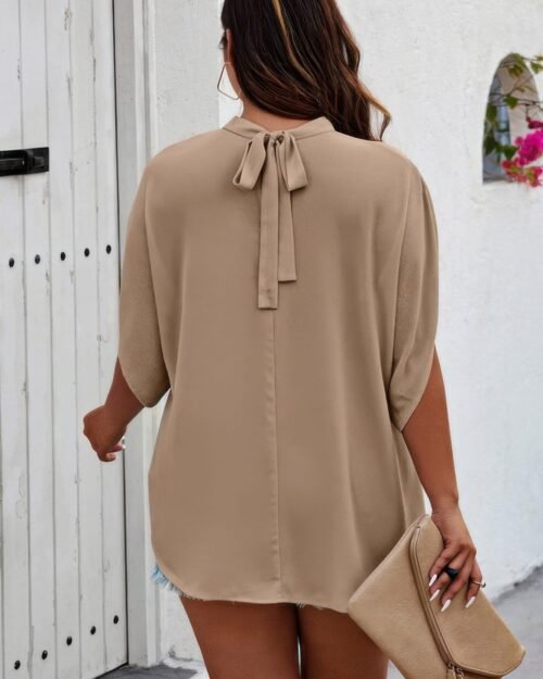 plus mock neck batwing sleeve loose tunic top