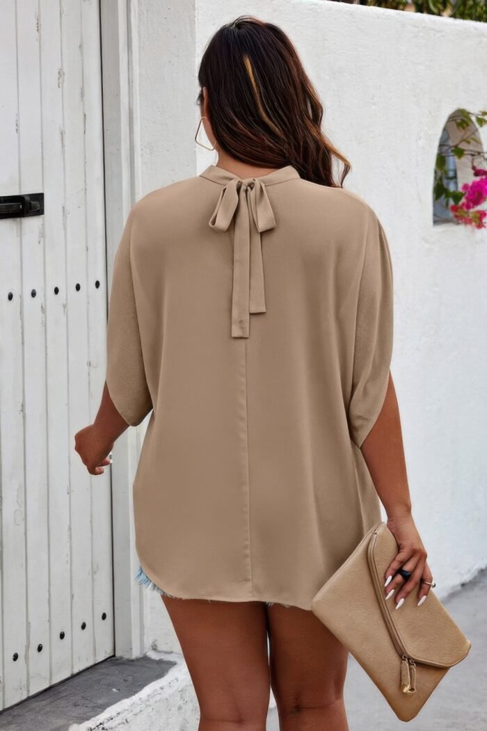 Plus mock neck batwing sleeve loose tunic top - image 7