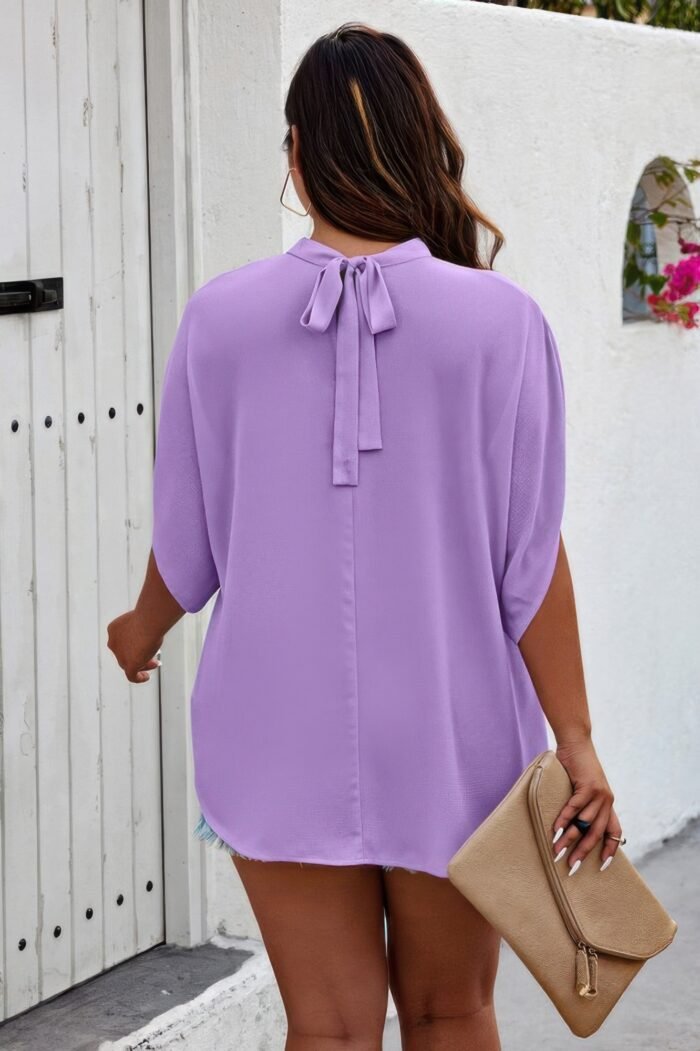 Plus mock neck batwing sleeve loose tunic top - image 10
