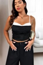 Plus Sleeveless Ruched Colorblock Fit Top - Image 3