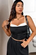 Plus Sleeveless Ruched Colorblock Fit Top - Image 4