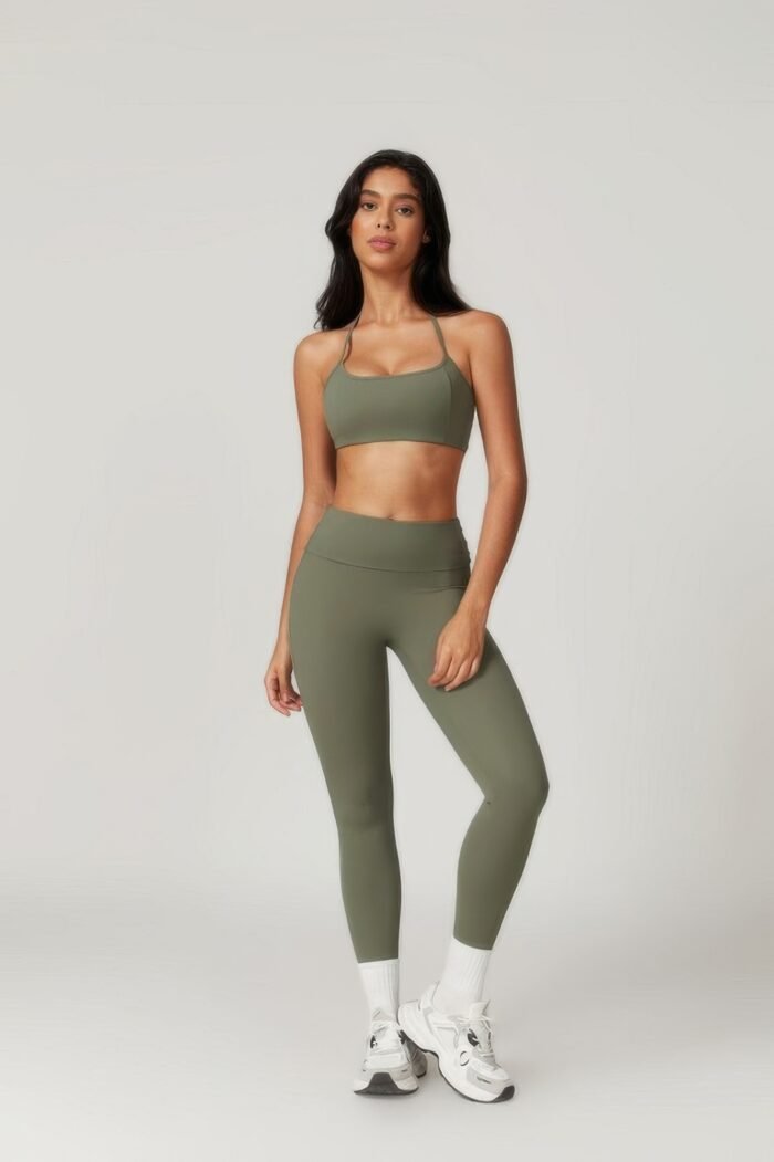 Solid yoga gym fit high ecastic legging - image 4