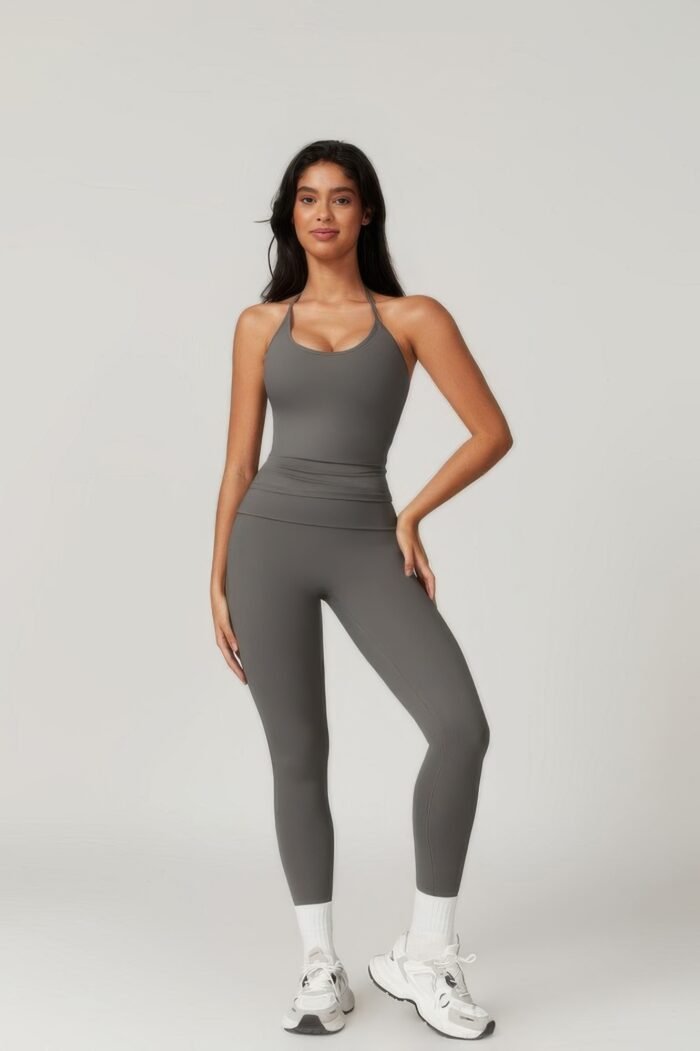 Solid yoga gym fit high ecastic legging - image 9